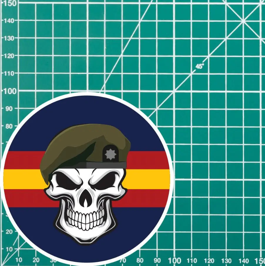 Skull with Royal Anglian Beret TRF Vinyl Sticker - 10cm redplume