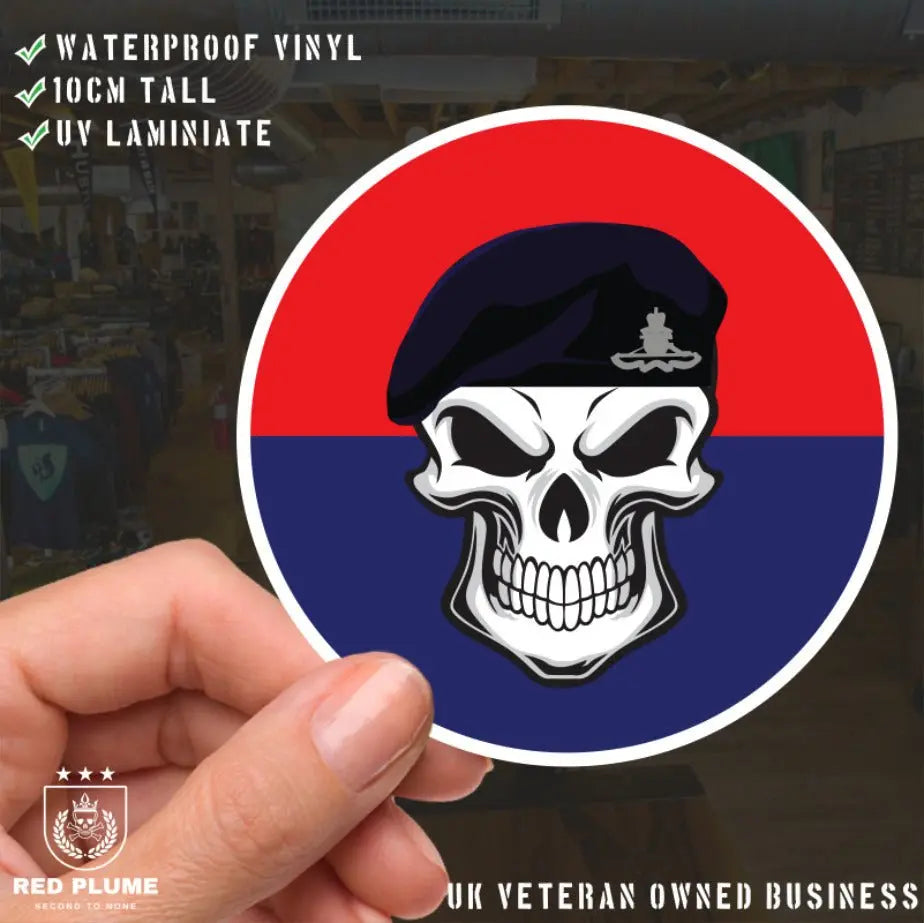 Skull with Royal Artillery Beret TRF Vinyl Sticker - 10cm redplume