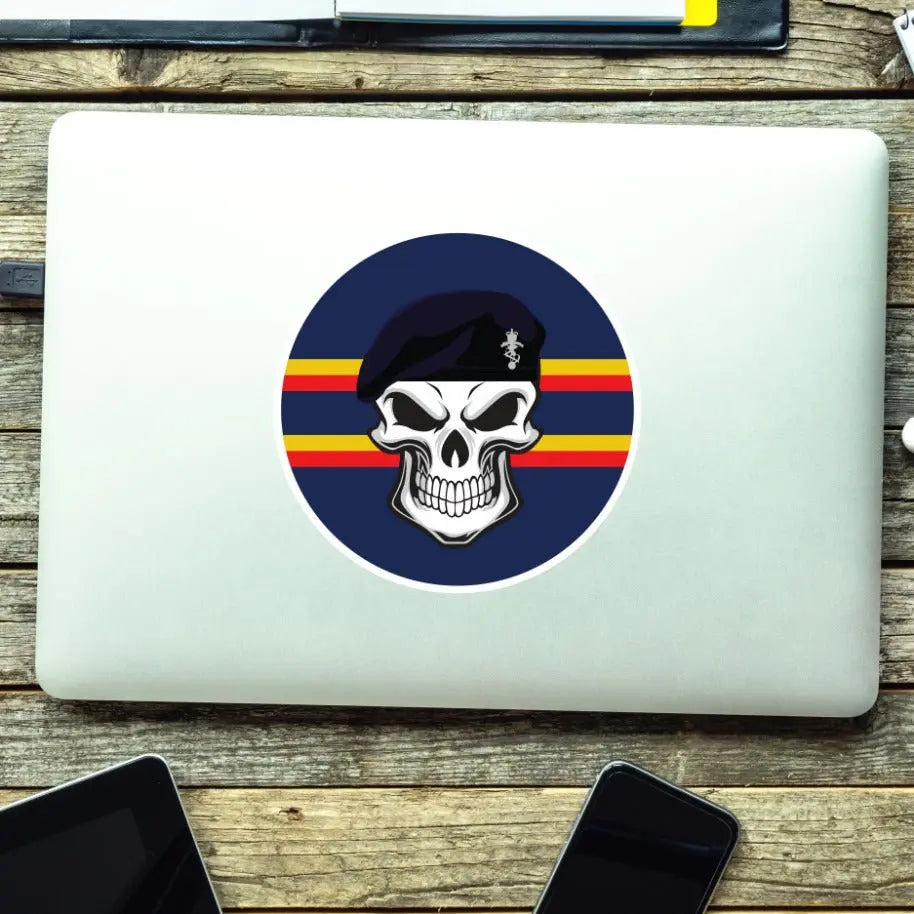 Skull with Royal Electrical Engineers REME Beret TRF Vinyl Sticker - 10cm redplume