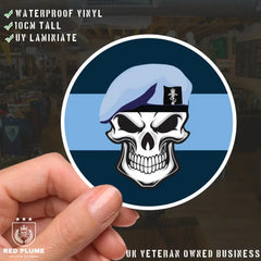 Skull with Royal Electrical Mechanical Engineers Beret TRF Vinyl Sticker - 10cm redplume