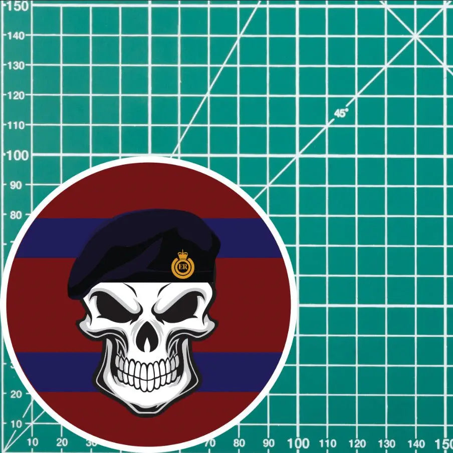 Skull with Royal Engineers Beret TRF Vinyl Sticker - 10cm redplume