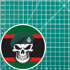 Skull with Royal Green Jackets RGJ Beret TRF Vinyl Sticker - 10cm redplume