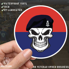 Skull with Royal Horse Artillery Beret TRF Vinyl Sticker - 10cm redplume