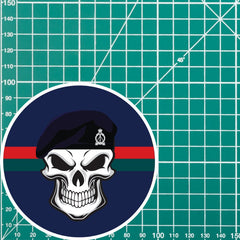 Skull with Royal Pioneer Corps Beret TRF Vinyl Sticker - 10cm redplume