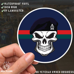 Skull with Royal Pioneer Corps Beret TRF Vinyl Sticker - 10cm redplume