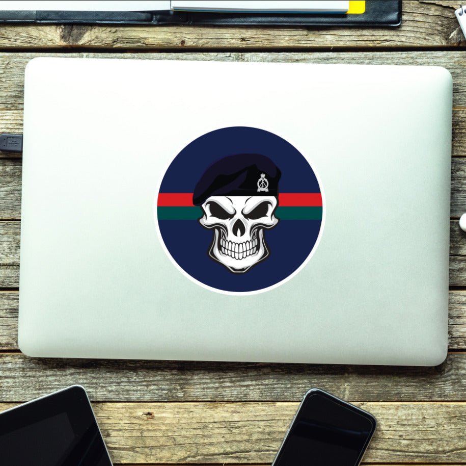Skull with Royal Pioneer Corps Beret TRF Vinyl Sticker - 10cm redplume