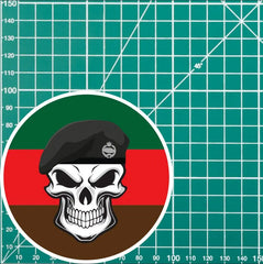 Skull with Royal Tank Regiment Beret TRF Vinyl Sticker - 10cm redplume