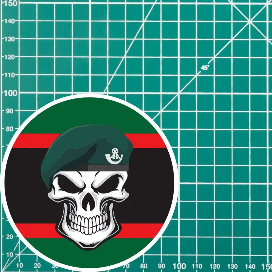 Skull with The Light Infantry Beret TRF Vinyl Sticker - 10cm redplume