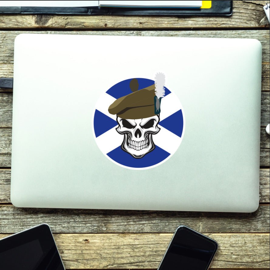 Skull with the Royal Regiment of Scotland Glengarry TRF Vinyl Sticker - 10cm redplume