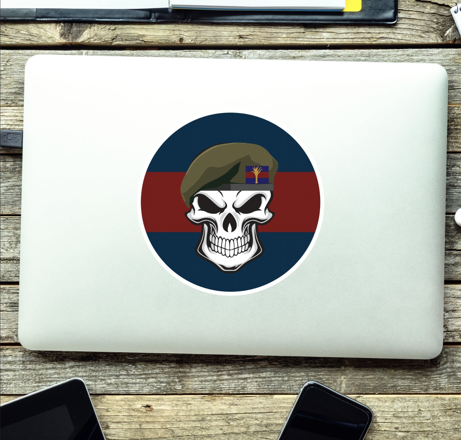 Skull with Welsh Guards Beret TRF Vinyl Sticker - 10cm redplume