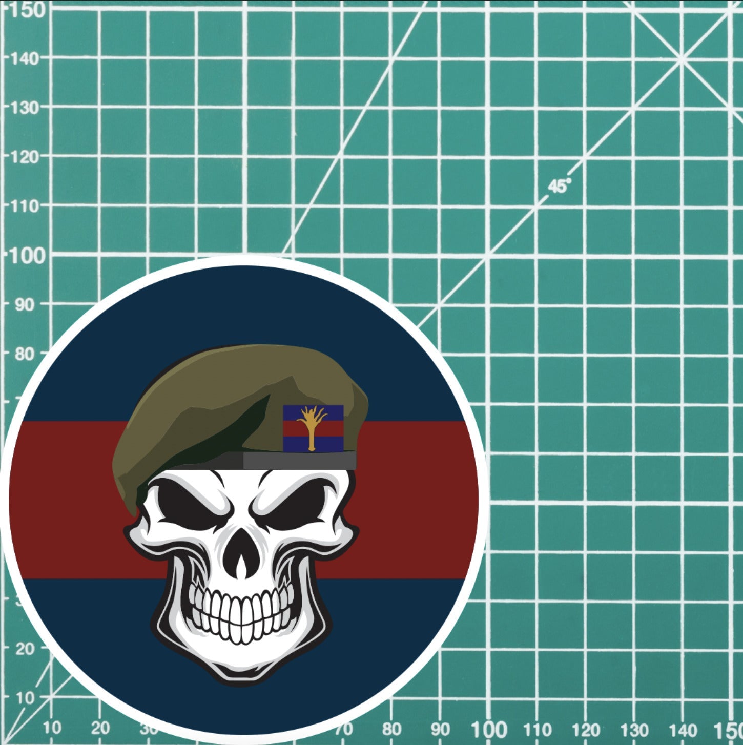 Skull with Welsh Guards Beret TRF Vinyl Sticker - 10cm redplume