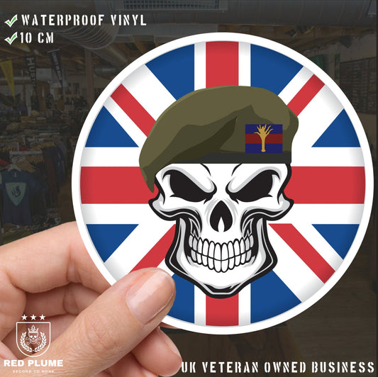 Skull with Welsh Guards Beret UJ Vinyl Sticker - 10cm redplume