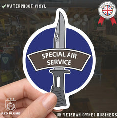 Special Air Service Decal, TRF Colours & Bayonet Design - 10cm redplume