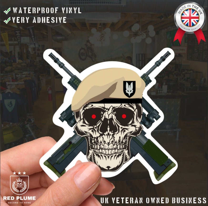 Special Air Service High-Quality Vinyl Sticker - 100mm Wide - Crossed Rifles redplume