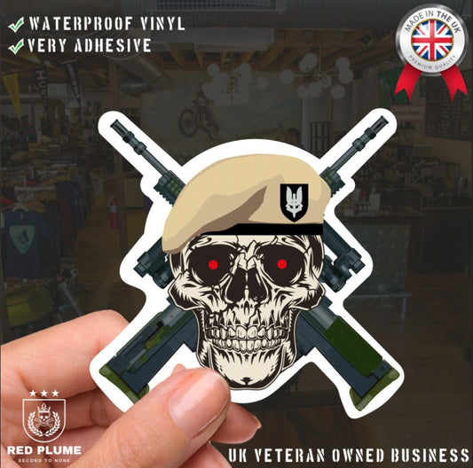 Special Air Service High-Quality Vinyl Sticker - 100mm Wide - Crossed Rifles redplume