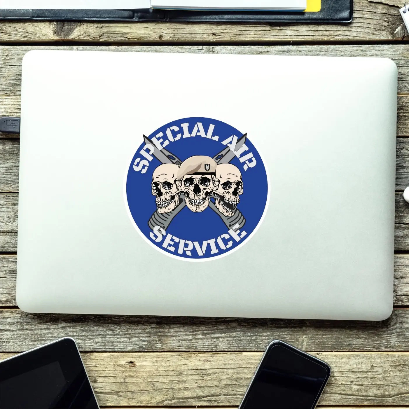 Special Air Service SAS Waterproof Vinyl Stickers Three Skull Design redplume