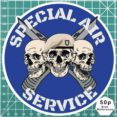 Special Air Service SAS Waterproof Vinyl Stickers Three Skull Design redplume