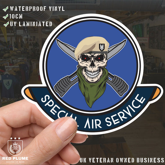 Special Air Service Skull Crest Vinyl Sticker | 10cm | UV Laminated | redplume