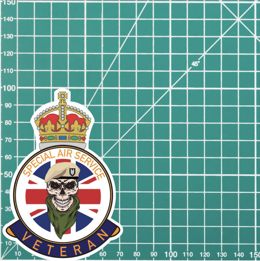 Special Air Service Veteran UV Laminated Skull & Beret Decal redplume