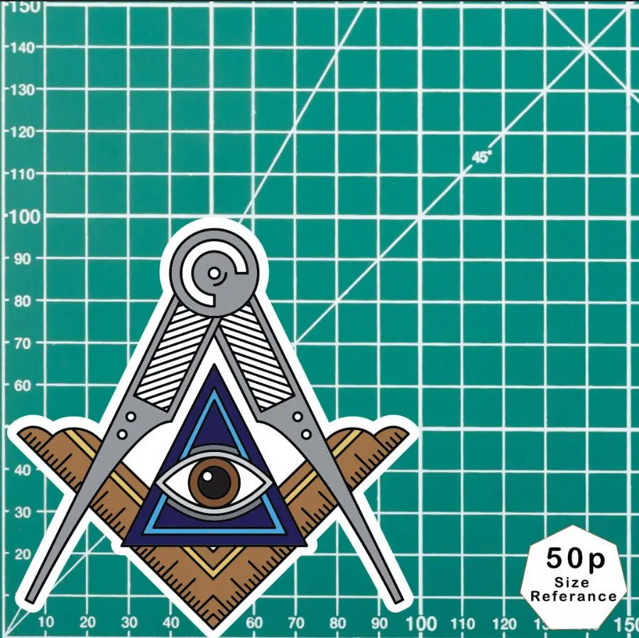 Square and Compass Decal - Craft Symbol Waterproof Laminated Vinyl - Dark Blue redplume