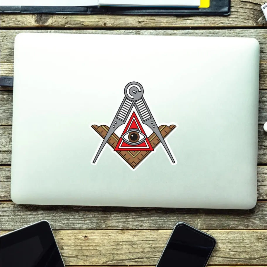 Square and Compass Decal - Craft Symbol Waterproof Laminated Vinyl - ProSteward redplume
