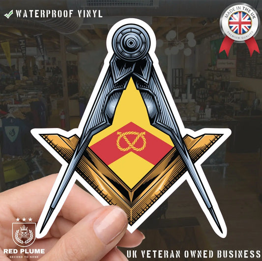 Staffordshire Masonic Sticker Square & Compass Union Vinyl Decal redplume