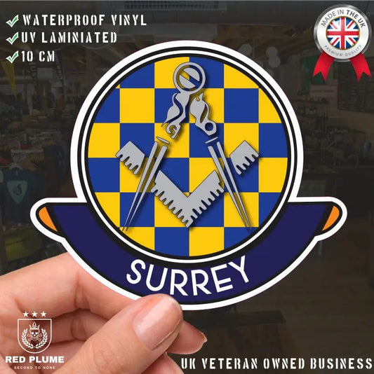 Surrey Masonic Car Sticker | UV Laminated redplume