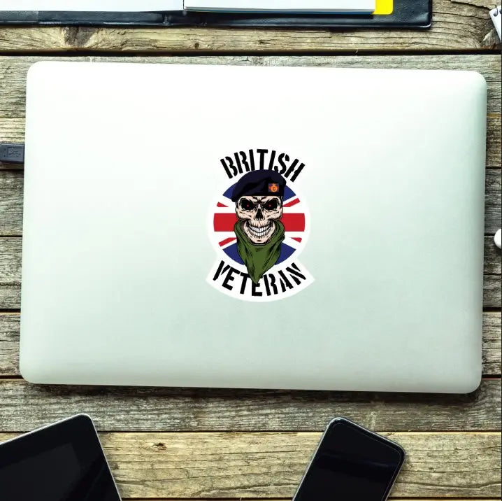 The Life Guards Veteran Waterproof Vinyl Decal/Sticker Skull and Union Jack redplume