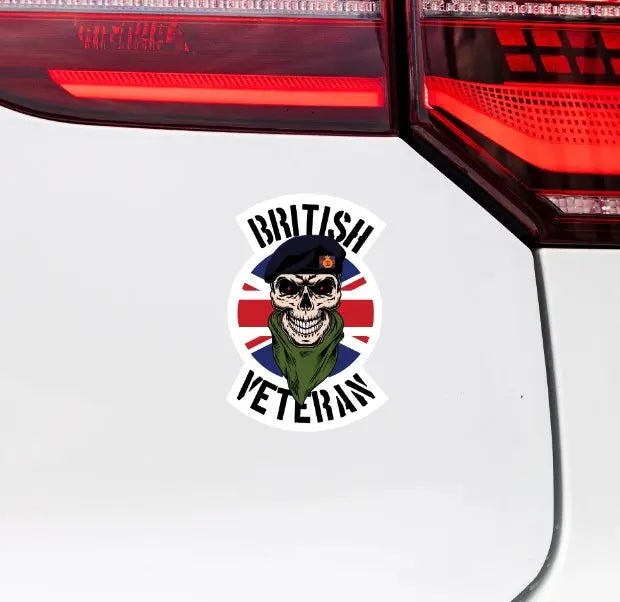 The Life Guards Veteran Waterproof Vinyl Decal/Sticker Skull and Union Jack redplume