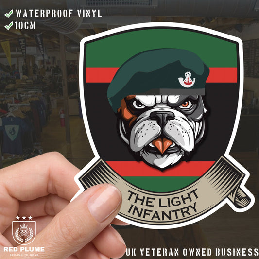 The Light Infantry TRF British Bulldog Vinyl Sticker - 10cm redplume