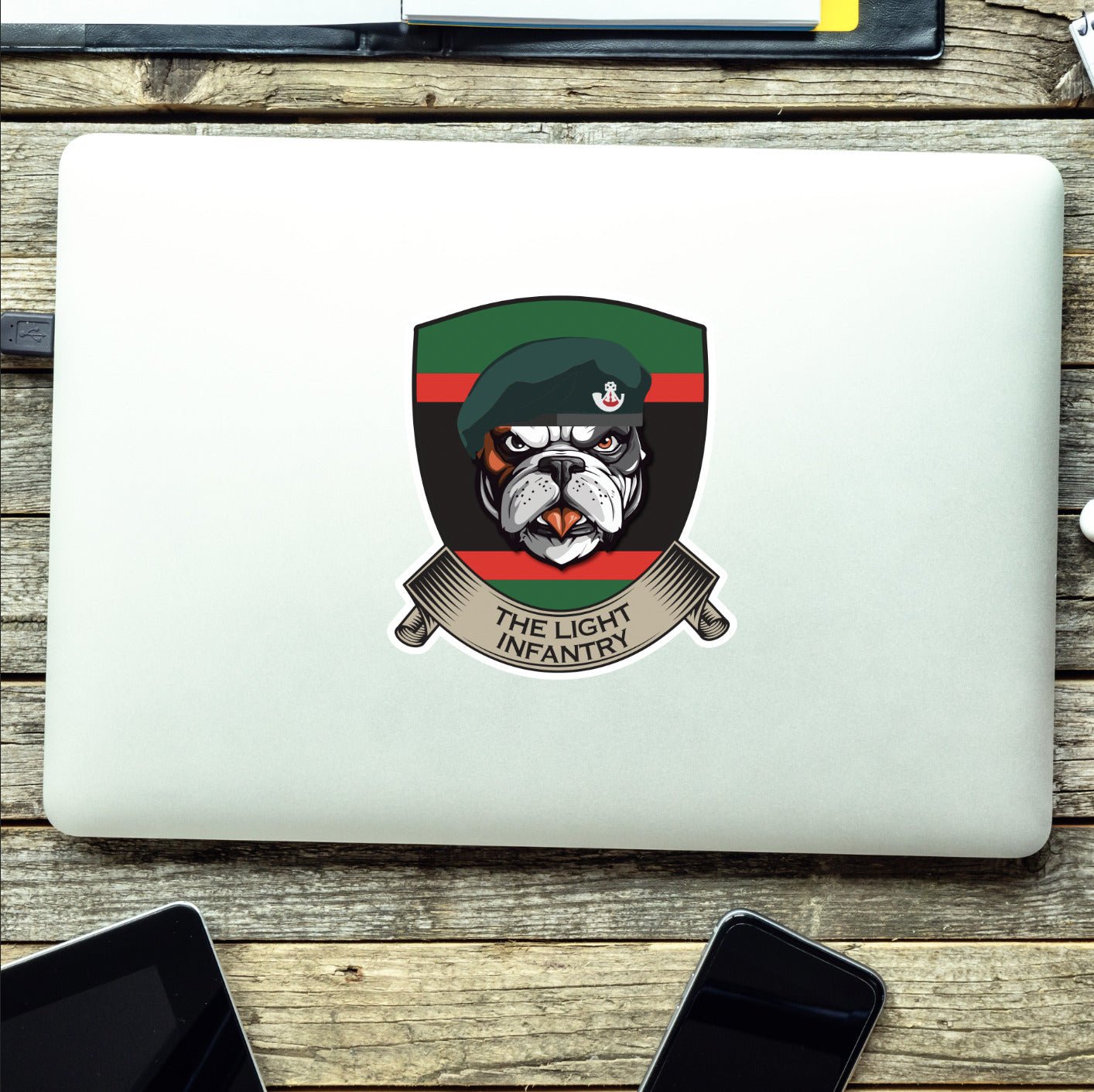 The Light Infantry TRF British Bulldog Vinyl Sticker - 10cm redplume