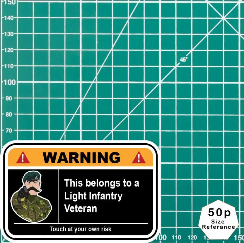 The Light Infantry Warning Funny Vinyl Sticker 100mm wide redplume