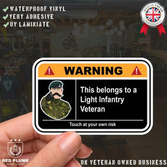 The Light Infantry Warning Funny Vinyl Sticker 100mm wide redplume