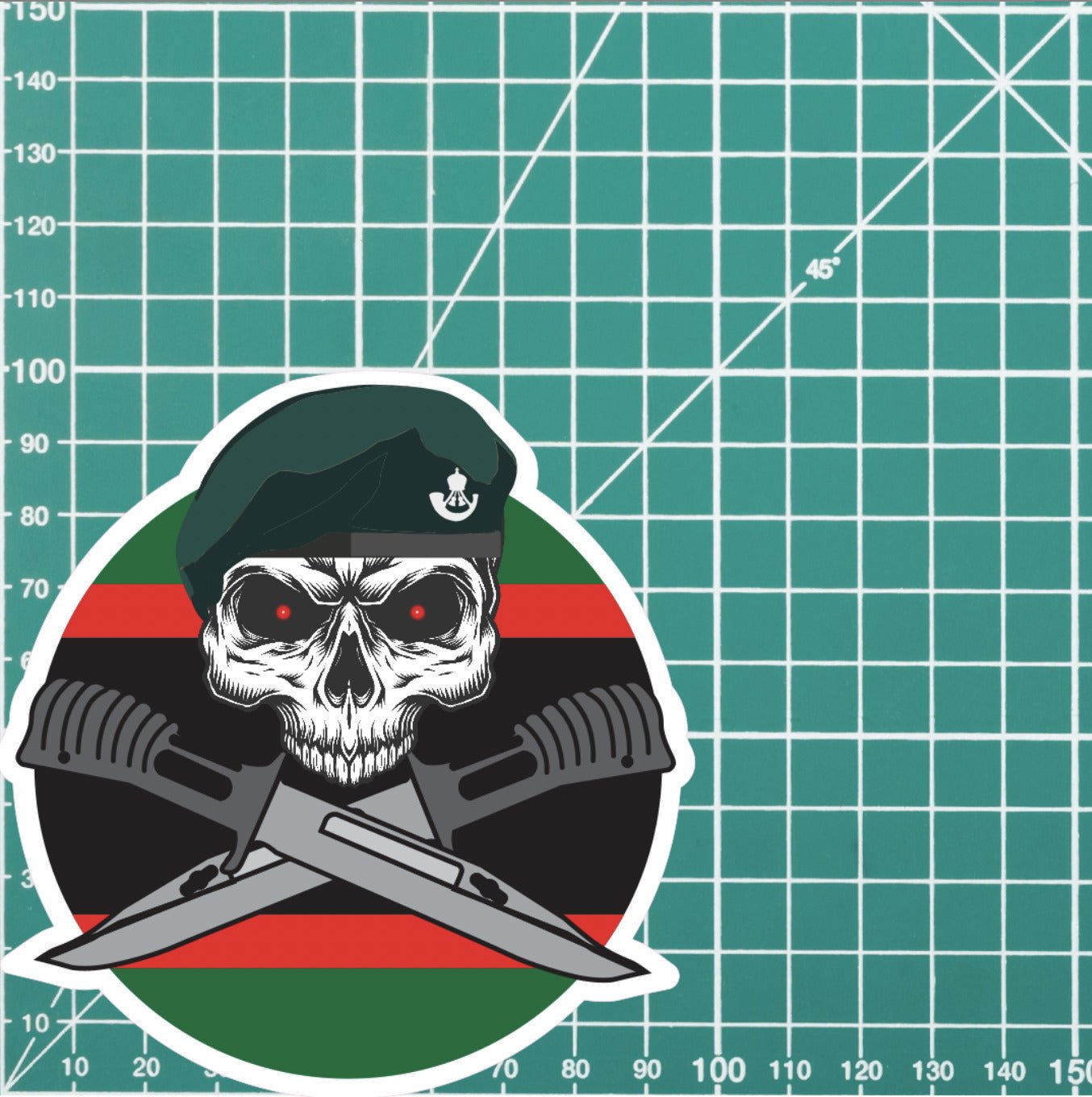 The Rifles Car Decal - Stylish Skull and Crossed Bayonets Design redplume