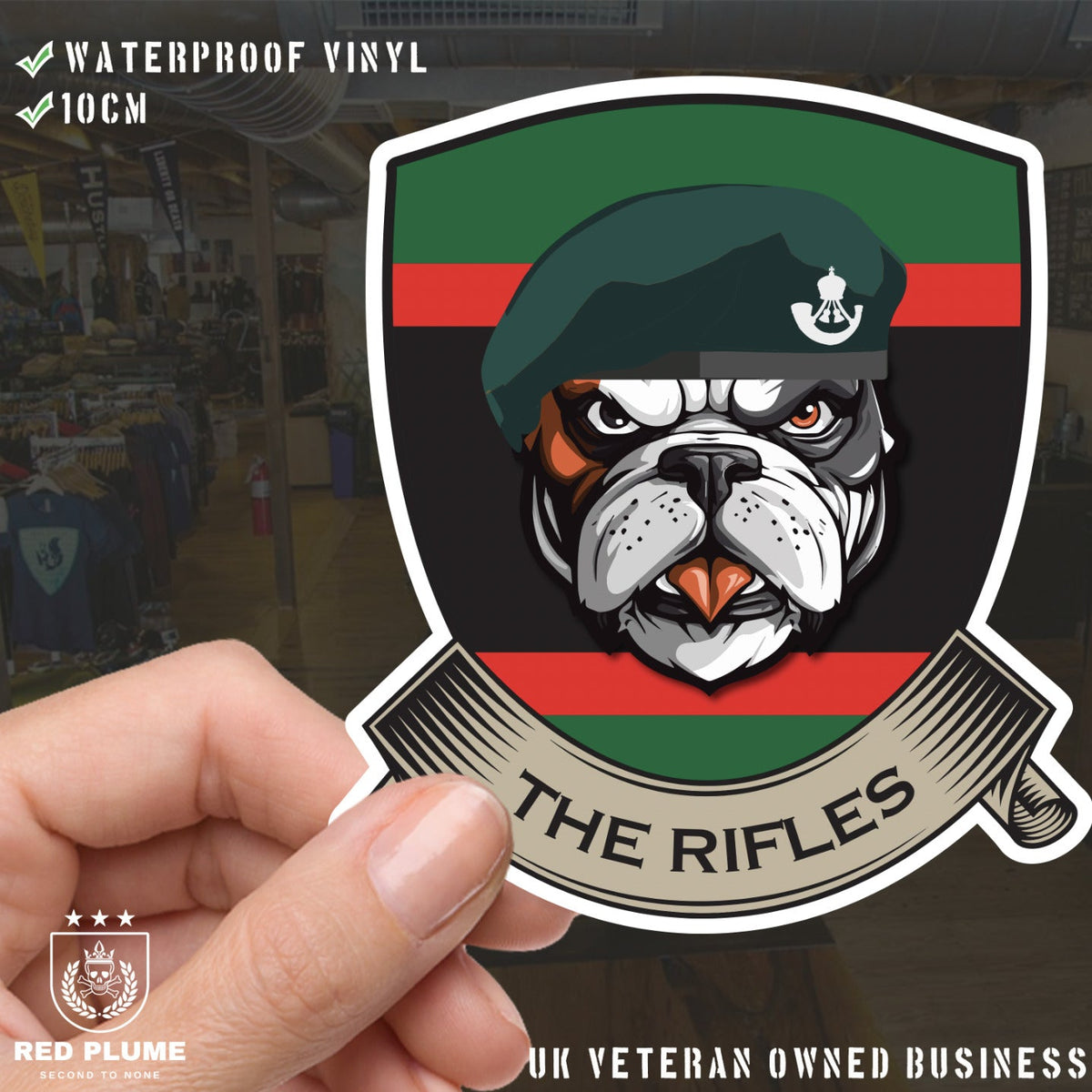 The Rifles TRF British Bulldog Vinyl Sticker - 10cm redplume