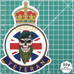 The Rifles Veteran UV Laminated Skull & Beret Decal redplume