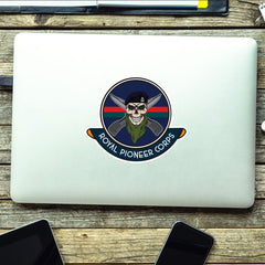 The Royal Pioneer Corps Car Decal - Stylish Skull and Crossed Bayonets Design redplume