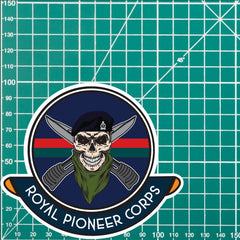 The Royal Pioneer Corps Car Decal - Stylish Skull and Crossed Bayonets Design redplume