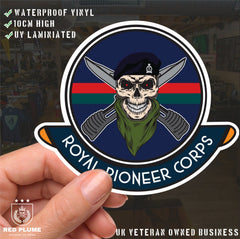 The Royal Pioneer Corps Car Decal - Stylish Skull and Crossed Bayonets Design redplume