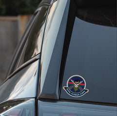 The Royal Pioneer Corps Car Decal - Stylish Skull and Crossed Bayonets Design redplume