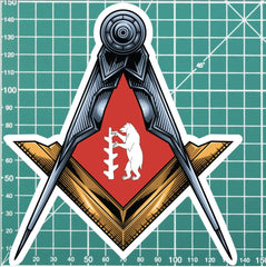 Warwickshire Masonic Sticker Square & Compass Union Vinyl redplume