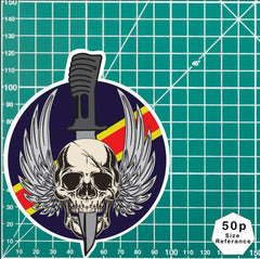 Waterproof Royal Electrical Mechanical Engineers REME Sticker - Winged Skull redplume