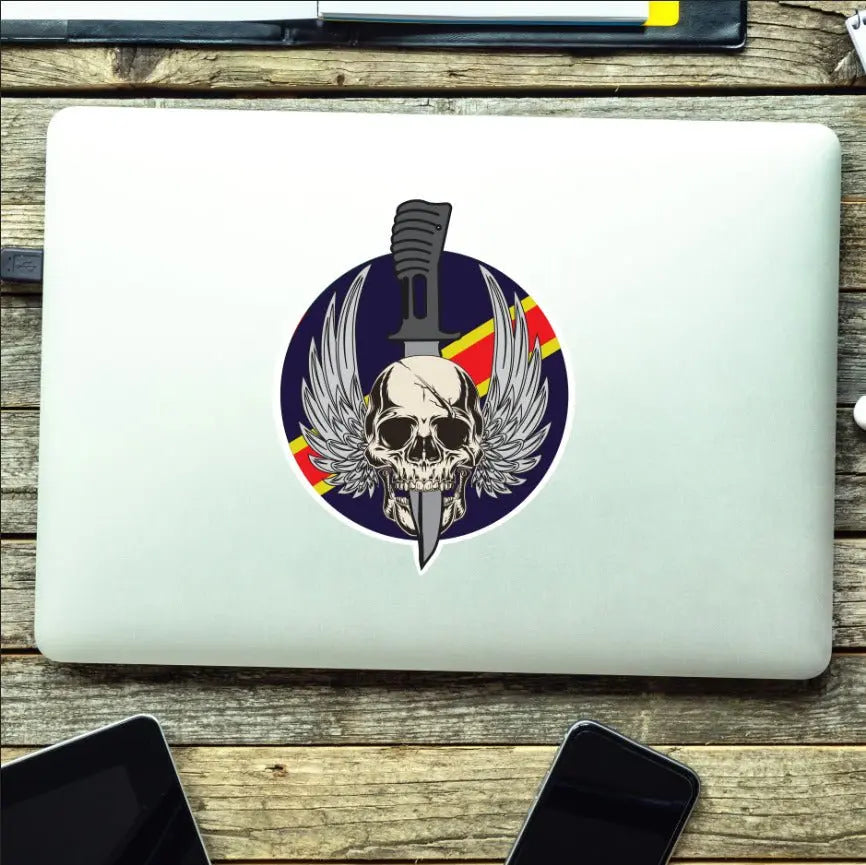 Waterproof Royal Electrical Mechanical Engineers REME Sticker - Winged Skull redplume