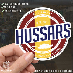 Waterproof Vinyl Decal - King's Royal Hussars KRH | Retro | UV Laminated redplume