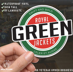 Waterproof Vinyl Decal - Royal Green Jackets | Retro | UV Laminated redplume