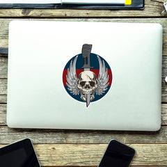 Waterproof Vinyl Household Division Colours Sticker - Winged Skull redplume