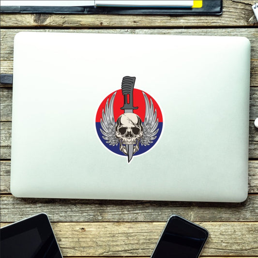 Waterproof Vinyl Royal Artillery Sticker - Winged Skull redplume