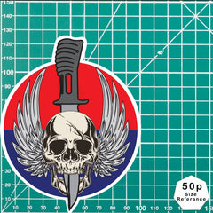 Waterproof Vinyl Royal Artillery Sticker - Winged Skull redplume
