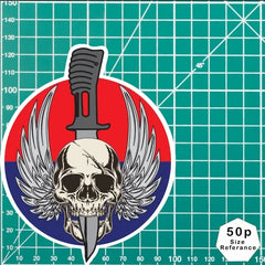 Waterproof Vinyl Royal Artillery Sticker - Winged Skull redplume