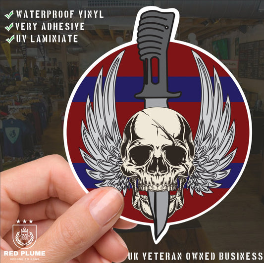 Waterproof Vinyl Royal Engineers Sticker - Winged Skull redplume